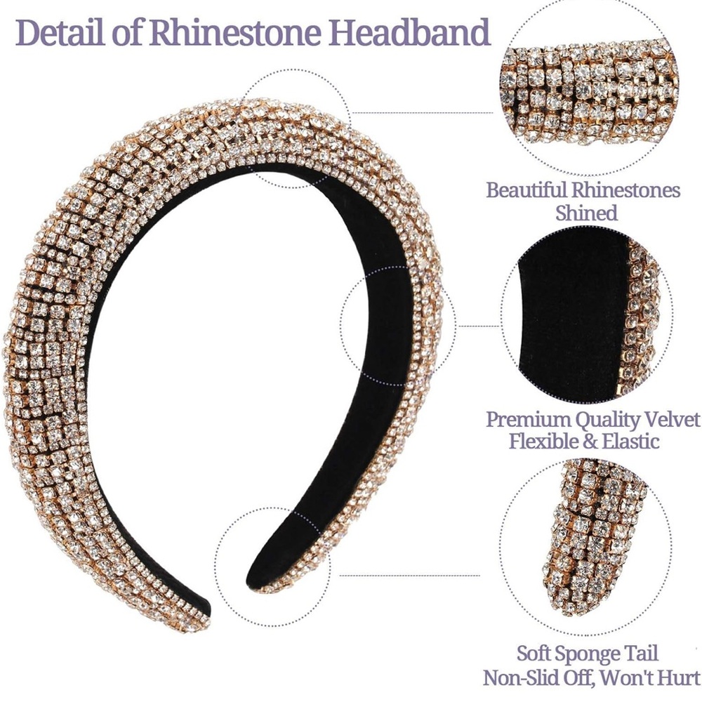 Silver Crystal Rhinestone Headband - Picture 2 of 4